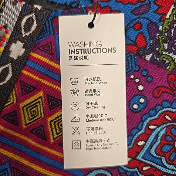 Zanzea Womens Open Front Blazer Sz XL Ethnic, Patchwork Print, Boho, Art To Wear - Picture 10 of 11